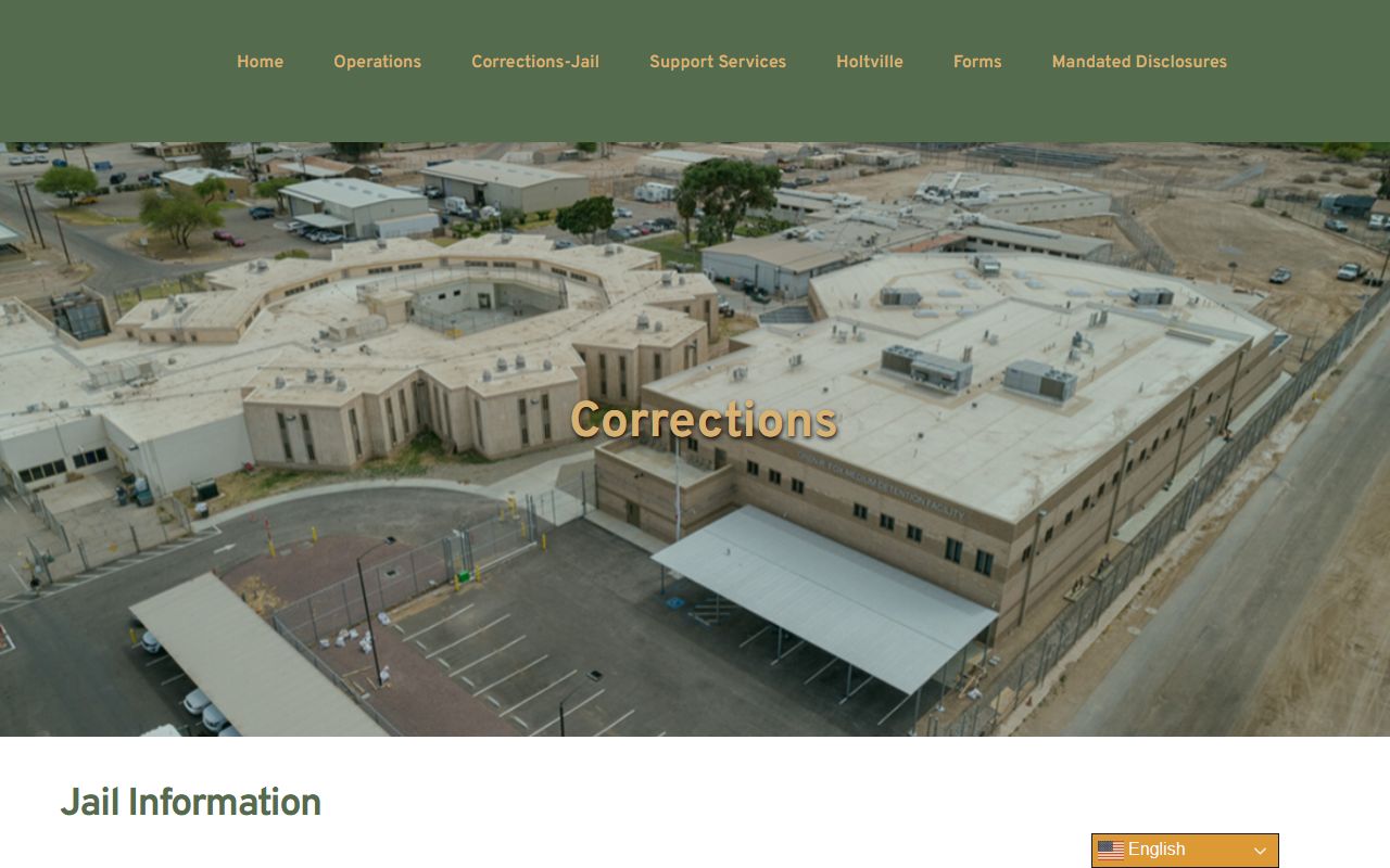 Imperial County jail information page for booking reports
