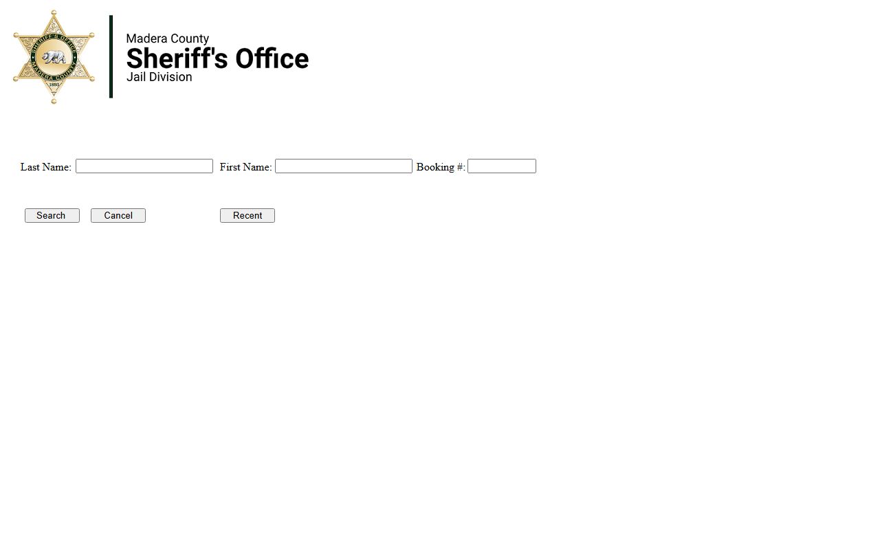 Madera County inmate public view portal for booking reports