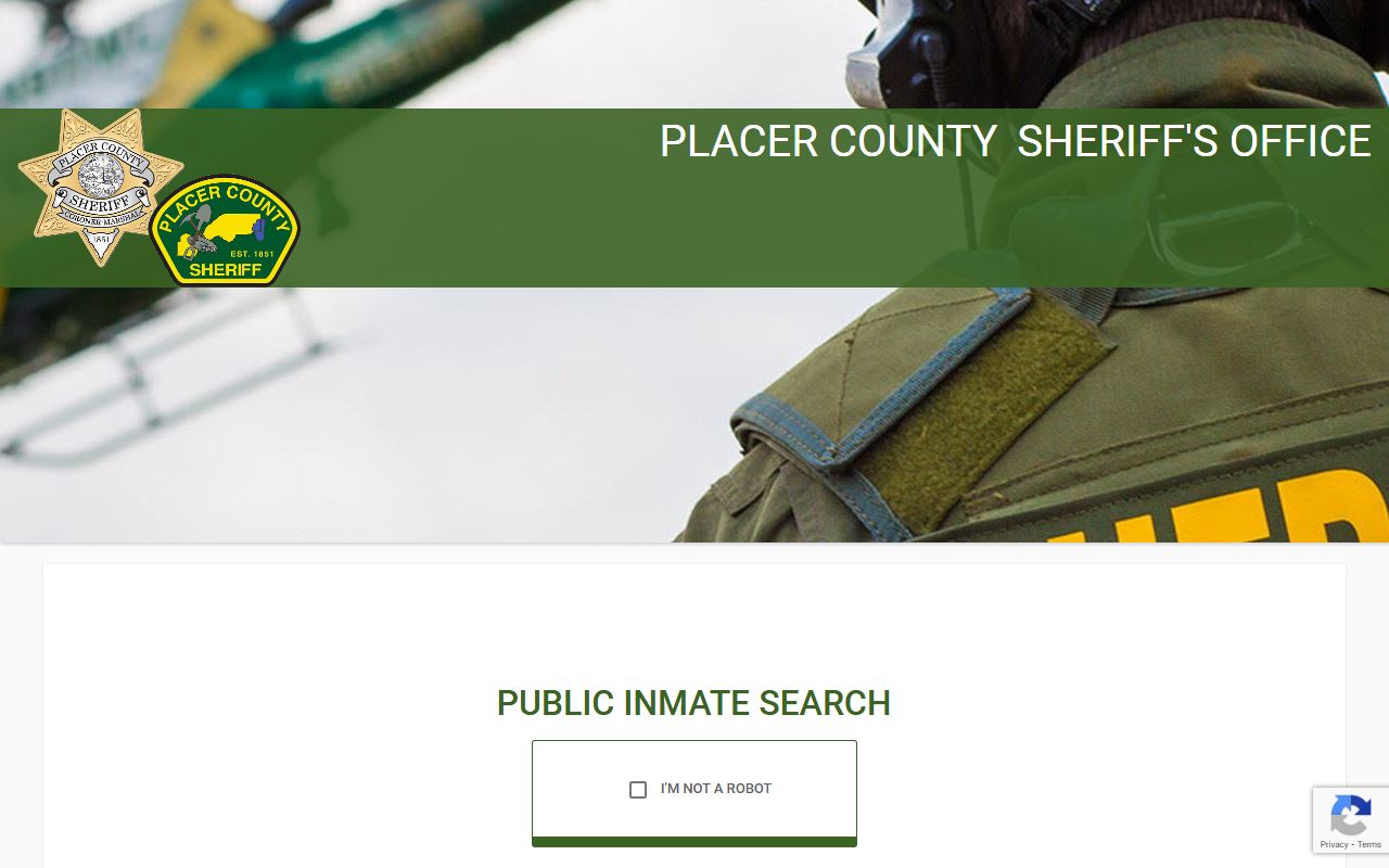 Placer County inmate search database for booking reports