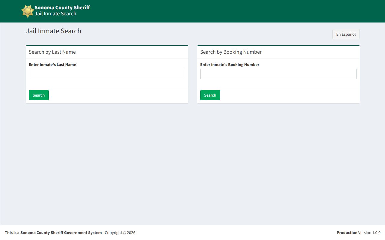 Sonoma County jail inmate search for booking reports